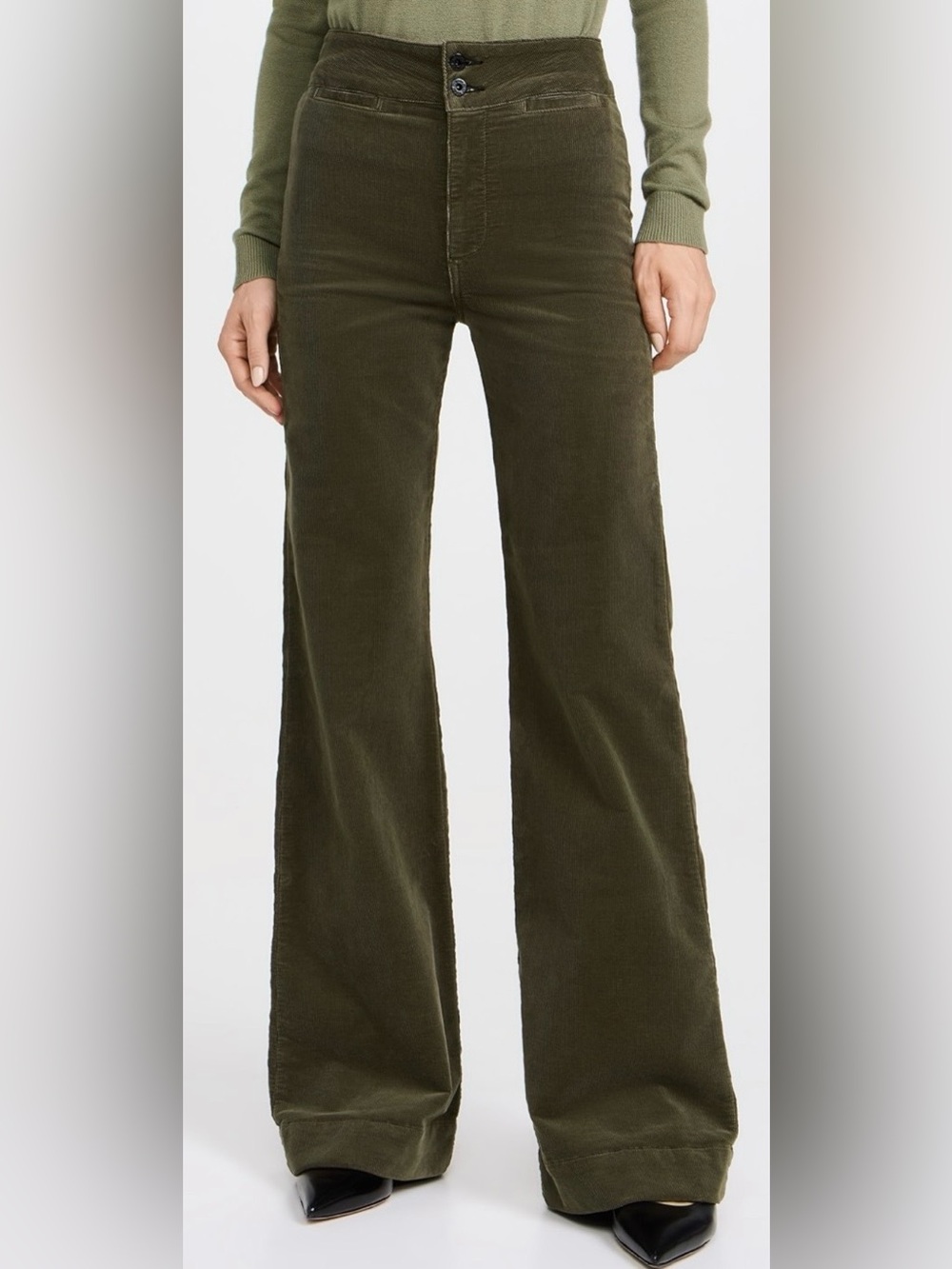 ASKK NY Olive Green Wide-Leg Corduroy Pants